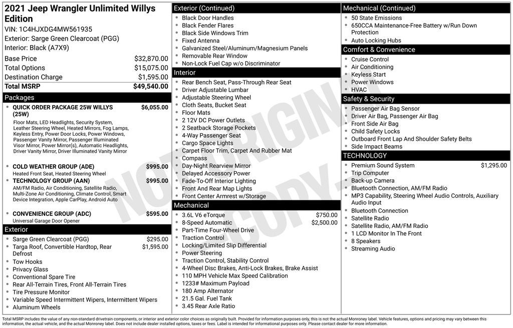 2021 Jeep Wrangler Unlimited Willys