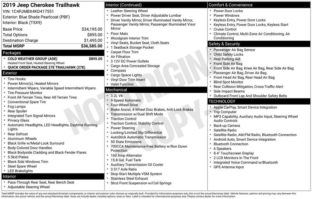 2019 Jeep Cherokee Trailhawk