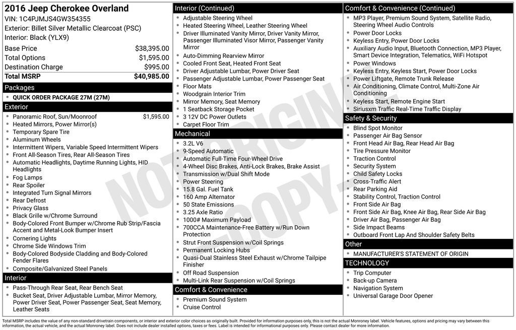 2016 Jeep Cherokee Overland