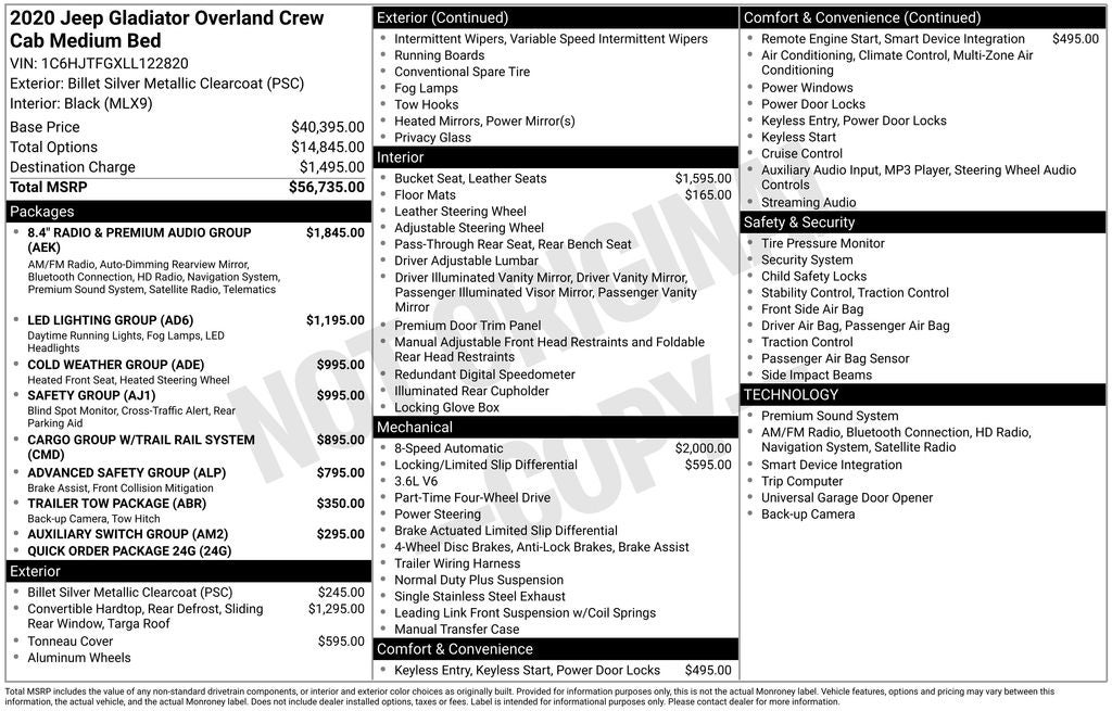 2020 Jeep Gladiator Overland