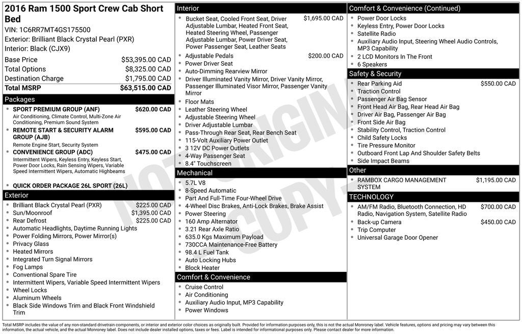 2016 RAM 1500 Sport
