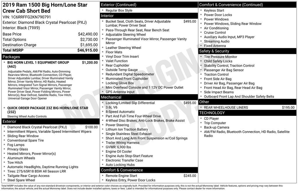 2019 RAM 1500 Big Horn/Lone Star