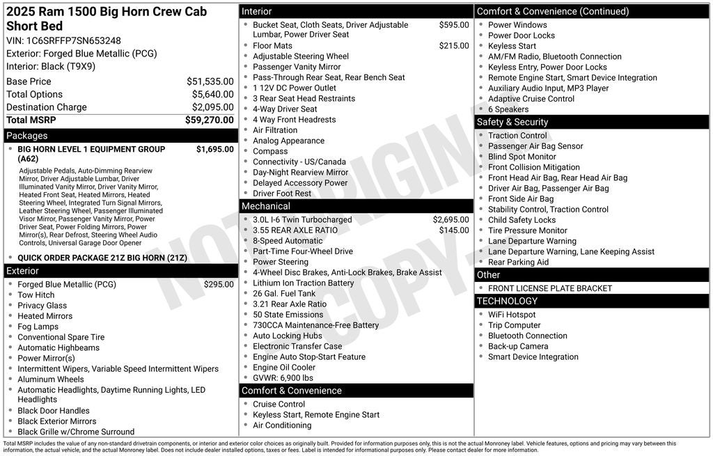 2025 RAM 1500 Big Horn/Lone Star