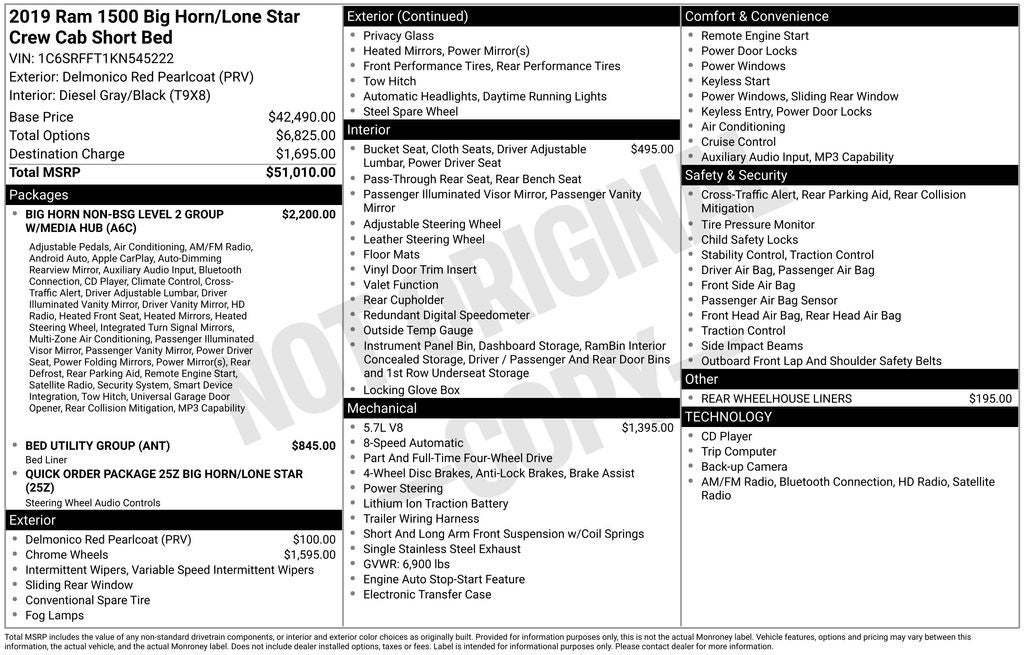 2019 RAM 1500 Big Horn/Lone Star