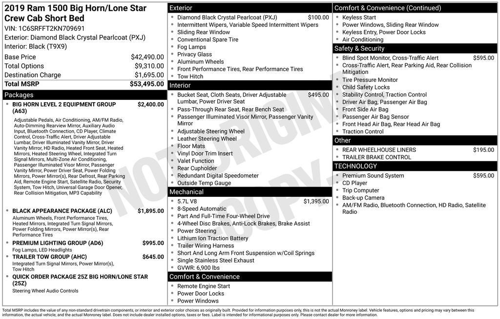2019 RAM 1500 Big Horn/Lone Star