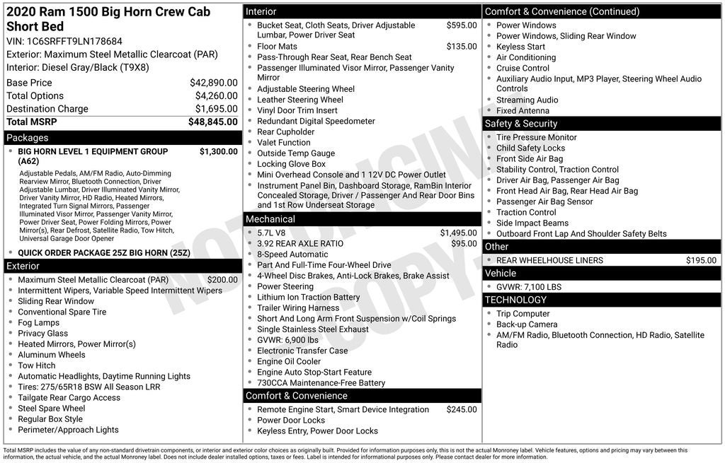 2020 RAM 1500 Big Horn/Lone Star
