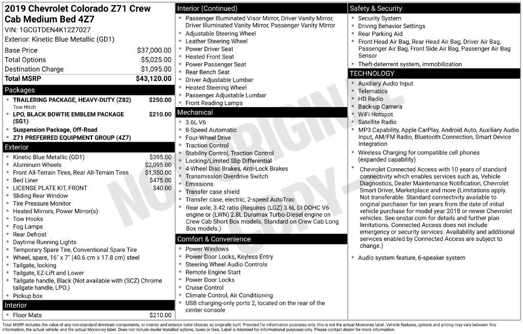 2019 Chevrolet Colorado Z71