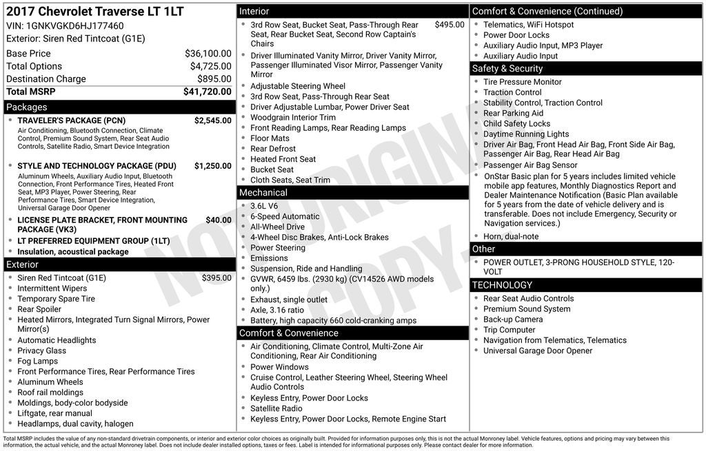 2017 Chevrolet Traverse LT 1LT