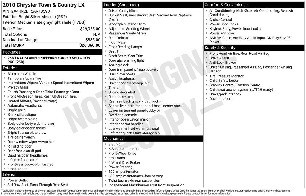 2010 Chrysler Town & Country LX