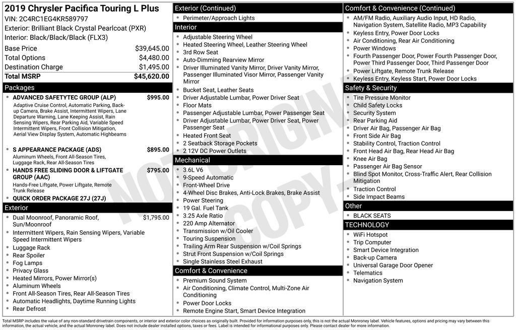 2019 Chrysler Pacifica Touring L Plus