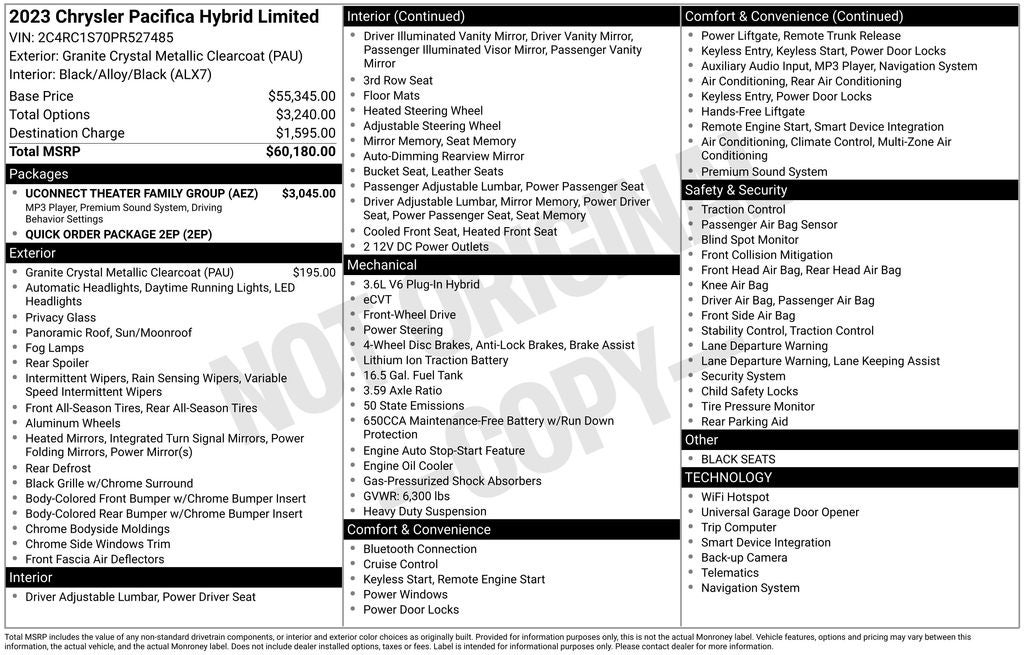 2023 Chrysler Pacifica Hybrid Limited