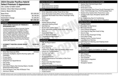 2024 Chrysler Pacifica Hybrid Select Premium S Appearance