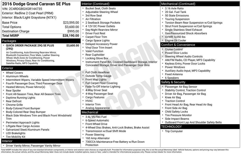 2016 Dodge Grand Caravan SE