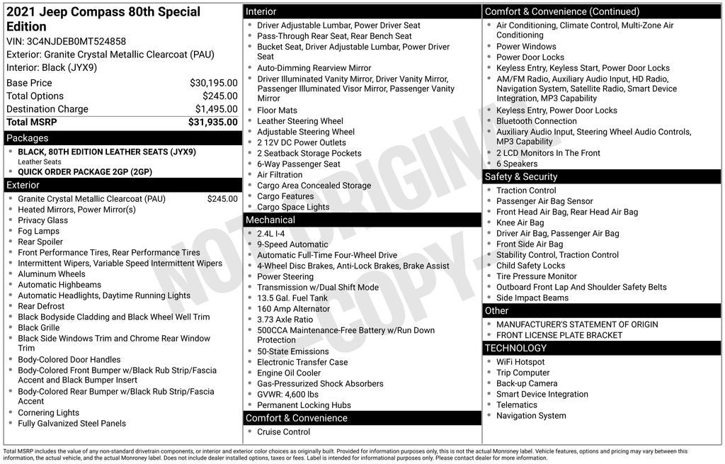 2021 Jeep Compass 80th Special Edition