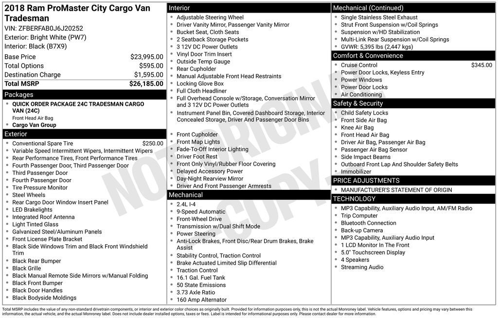 2018 RAM ProMaster City Tradesman