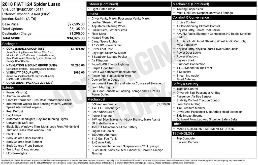 2018 FIAT 124 Spider Lusso