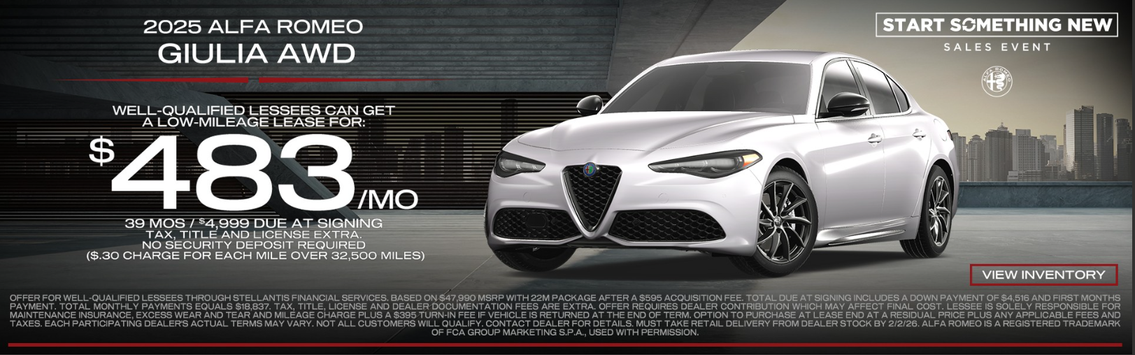 2025 Alfa Romeo Giulia AWD $483/mo Lease