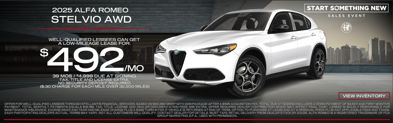2025 Alfa Romeo Stelvio AWD $492/mo Lease