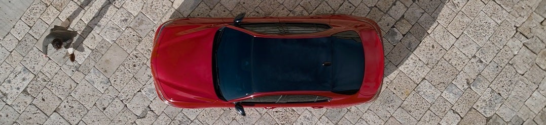 Top down view of red Alfa Romeo Guila